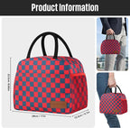 douyadady Lunch Bag Women/Men Lunch Box Women/Men (Dark blue+Red Checkerboard)