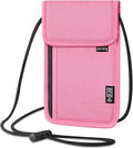 Likesing 5.5" L x 7.9" W Travel Neck Wallet, RFID Blocking Passport Holder for Travel Women Men, Security Lightweight Travel Wallet, Neck Passport Pouch Gifts for Traveling(Pink)