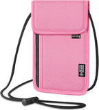Likesing 5.5" L x 7.9" W Travel Neck Wallet, RFID Blocking Passport Holder for Travel Women Men, Security Lightweight Travel Wallet, Neck Passport Pouch Gifts for Traveling(Pink)