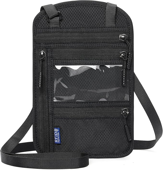 Neck Wallet,Travel for Passport Holder Neck Pouch Wallet RFID Blocking Men Women with Adjustable Neck Strap