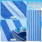 Redbaker 16 Packs 59 x 28 inches Oversized Vertical Stripe Beach Towel Bulk Extra Large Pool Towels Set Microfiber Quick Dry Swim Towel Blanket for Women Men Adult Bath Travel(Blue)