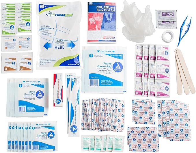 Primacare KC-25PP 25 Person Compact First Aid Kit with 157 Pieces Emergency Medical Supplies, Portable Kits for Home, School and Office, Wall Mount, 10x7x3 inches