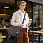 ESTARER Men Messenger Bag 17-17.3 Inch Laptop Bag Water-resistant Canvas Computer Shoulder Bag Briefcase for Work College Travel, Grey