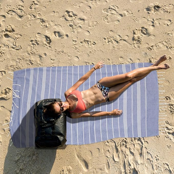 YSYJ 12 Pack Turkish Beach Towel Oversized Beach Towels 36"x71"Turkish Towel Soft Sand Free Quick Dry Lightweight Beach Towel Bath Towels Navy
