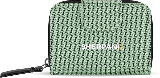 Sherpani Barcelona AT, Small Nylon Bifold Zipper Pocket Wallet, Travel Bag for Men Women, RFID Protection, Unisex Travel Gift (Aloe Mist)