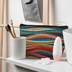 70s Retro Colorful Wavy Makeup Organizer, Vintage Aesthetic Women's Makeup Bag