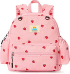 STEAMEDBUN Corduroy Toddler Backpack for Girls 2-4: Kids backpack for Boys Girls - 12 inch Preschool Kindergarten Backpacks - Strawberry