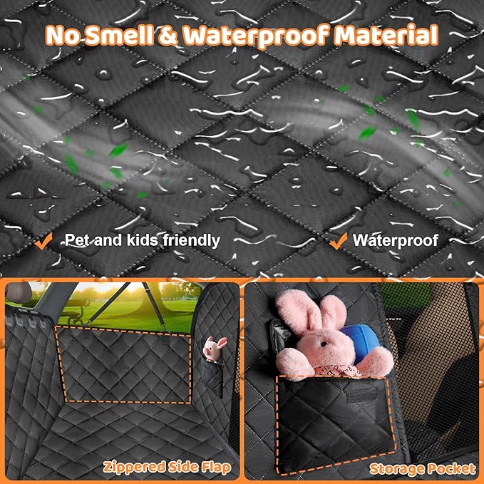 URPOWER 2026 Upgraded Back Seat Extender for Dogs - Large Hard Bottom Dog Car Seat Cover Holds 550lbs, Waterproof Dog Hammock Pet Bed with High-Density Foam Non-Slip Backseat Protector