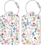 Fintie Luggage Tags, Privacy Cover ID Label with Stainless Steel Loop and Address Card for Travel Bag Suitcase, Polychrome Blooms (2 Piece)