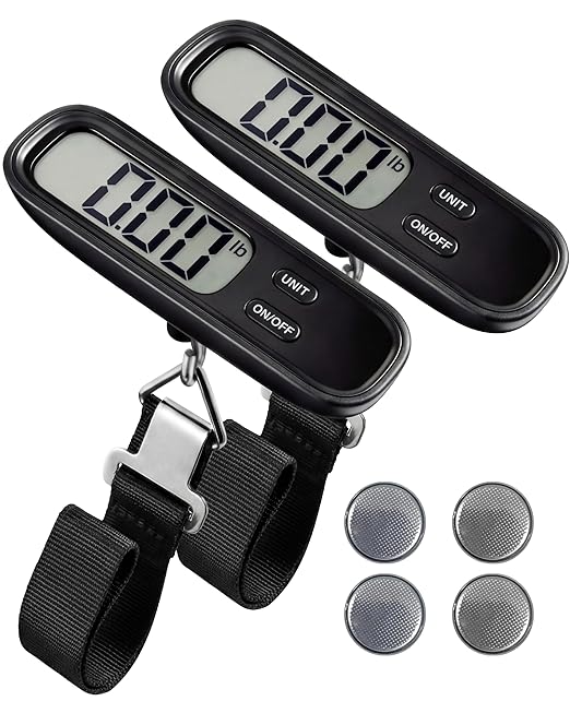 LUGGEX Luggage Weight Scale, Suitcase Scale, Luggage Scale Travel Digital, Travel Scale with Large LCD Display, Portable & Battery Included (Black, 2 Pack)
