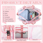 Abbylike Clear Bag Large Heavy Duty Tote for Stadium Events 20" Duffle Transparent Gym Bag for Sport Event Travel Makeup Work