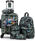 Rosamo Kid’s Luggage Set 6 Piece Suitcase Set 16" Hardside Luggage with Spinner Wheels Girls Boys Carry on Luggage Travel Rolling Luggage Airline Approved (Joystick)