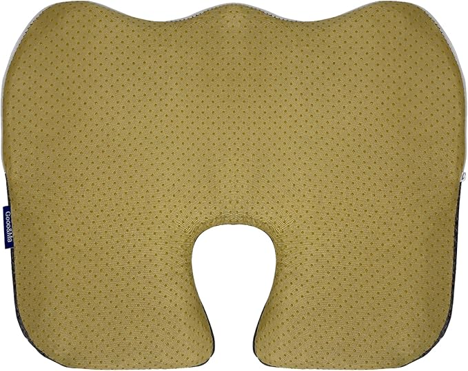 Gooo&Ma Office Chair Cushion - Air Fiber Seat Cushion for Tailbone Pain Relief, Breathable Cooling U-Shape Desk Chair Pad for Car & Gaming, Ergonomic Memory Foam Alternative Washable(Black)