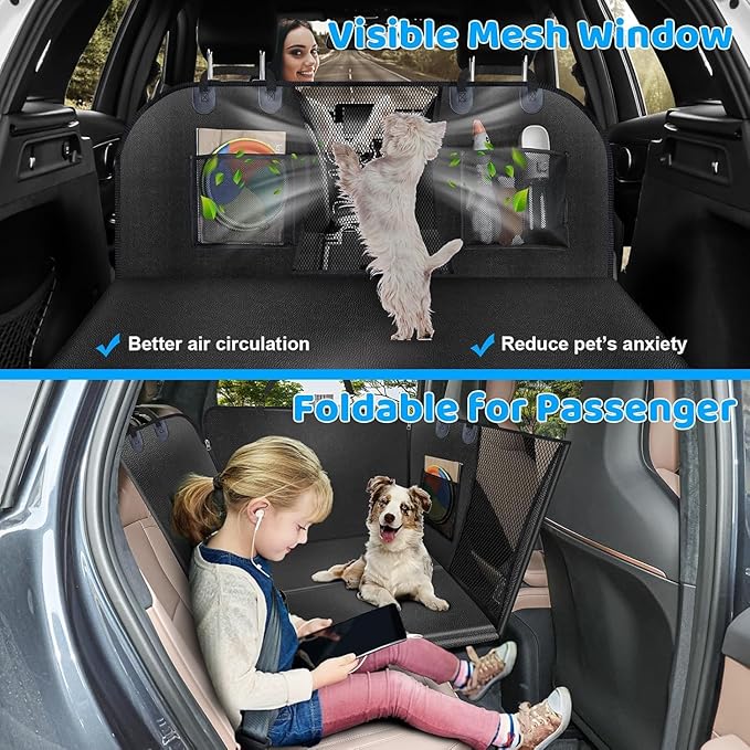 URPOWER 2026 Upgraded Back Seat Extender for Extended Cab Trucks - Large Hard Bottom Dog Truck Car Seat Cover Holds 550lbs, Waterproof Dog Hammock Pet Bed with High-Density Foam Non-Slip Protector