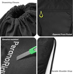 Waterproof Sackpack Drawstring Backpack for Men/Women, Lightweight Sports Bag Holds Shoes for Gym, Beach, Swim, Hiking, Running & Cycling, Anti-Stain with Quick-Access Mesh Pocket, Black