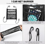 Dog Car Travel Kit – 9 in 1 Gift Set with 2 Pet Seat Belts, Car Net Barrier, 3 Pet Hair Remover, Collapsible Water Bowl & 2 Headrest Hooks – Dog Travel Essentials for Sedan SUV & Truck Vehicle