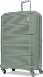 American Tourister Stratum 2.0 Expandable Hardside Luggage with Spinner Wheels, Checked-Large, Jade Green