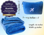 BlueHills Travel Blanket Pillow in Mini Soft Case Premium Plush Airplane Blanket in Soft Bag Compact Pack with Luggage Belt and Backpack Clip Car Portable Cozy Traveling Accessories - Royal Blue M07