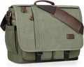 ESTARER Messenger Bag 17.3 Inch, Mens Computer Bag Water-resistant Canvas, Laptop Bag Satchel Briefcase for Teacher/College/Work/Travel, Army Green