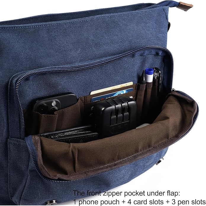 Evergoo Vintage Messenger Bag Unisex Shoulder Bags Canvas Satchel Cross Body Work Satchel Briefcase for 15.6 Inch Laptop
