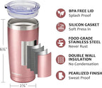SUNWILL Travel Coffee Tumbler 20 oz, Insulated Mug with Lid, Stainless Steel Cup for Hot and Cold Drinks, Rose Gold