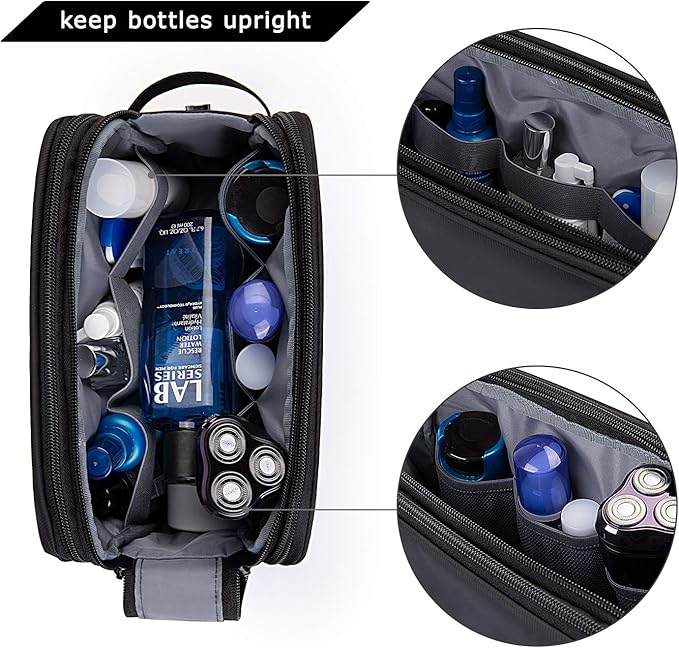 BAGSMART Toiletry Bag for Men, Travel Toiletry Organizer Dopp Kit Water-resistant Shaving Bag for Toiletries Accessories, Door Room Essentials,Green-medium