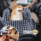 Dog Car Seat for Small Dogs, Portable Puppy Car Seat of Easy Installation, Fashionable Pet Carrier Bag with Large Pockets, Machine Washable Dog Booster Seat (Checkered Navy)