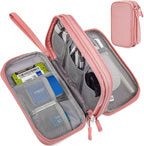 Electronic Organizer Travel Cable Accessories Bag, Electronic Organizer Case, Electronic Accessories Organizer Bag for Power Bank, Charging Cords, Chargers, Mouse, USB Cable, Earphones (Light Pink)