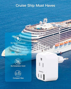 European Travel Plug Adapter USB C, HANYCONY International Plug Adapter, US to Europe Adapter Plug 2 Outlets 3 USB Ports(2 C Port), Type C Power Adapter to Italy Spain France Portugal Iceland Germany