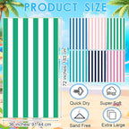 FuWeave 6 Pcs 72 x 36 Microfiber Oversized Beach Towels Large Absorbent Thin Compact Lightweight Sand Free Quick Dry Towels Pack for Travel Pool Yoga Gym Sports Beach Accessories(Stripe)