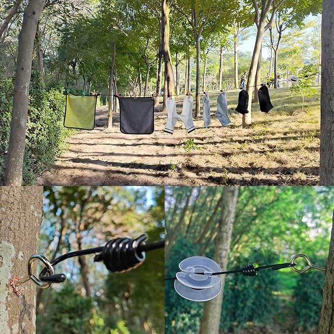 Portable Travel Clothesline with Line Winder Camping Clothesline for Indoor Outdoor Cruise Clothes line RV Clothes line Hotel Laundry line