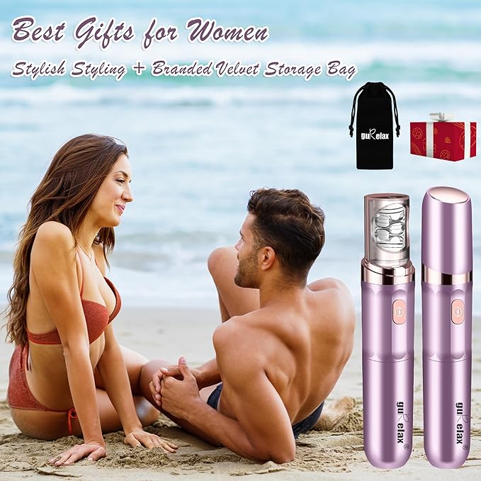 Hair Removal Epilator for Women, 2-in-1 Epilation System Device, Facial Hair Remover, Plucker for Face, Lip, 18 Carat Gold Plated Head, All Ages and Skin Types,with Pouch, Brush