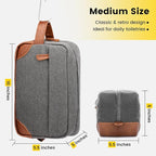 Vorspack Travel Toiletry Bag - Hanging Toiletry Bag for Men Water Resistant Canvas Shaving Bag with Large Capacity for Travel - Light Grey (Pack of 2)