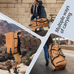 Rolling Duffle Bag with Wheels,110L/140L Expandable Soft-Sided Foldable Duffle Bag with 2 Rubber Wheels,Packable 32” Rolling Carry-On with Multi-Pockets & Compartments (brown)