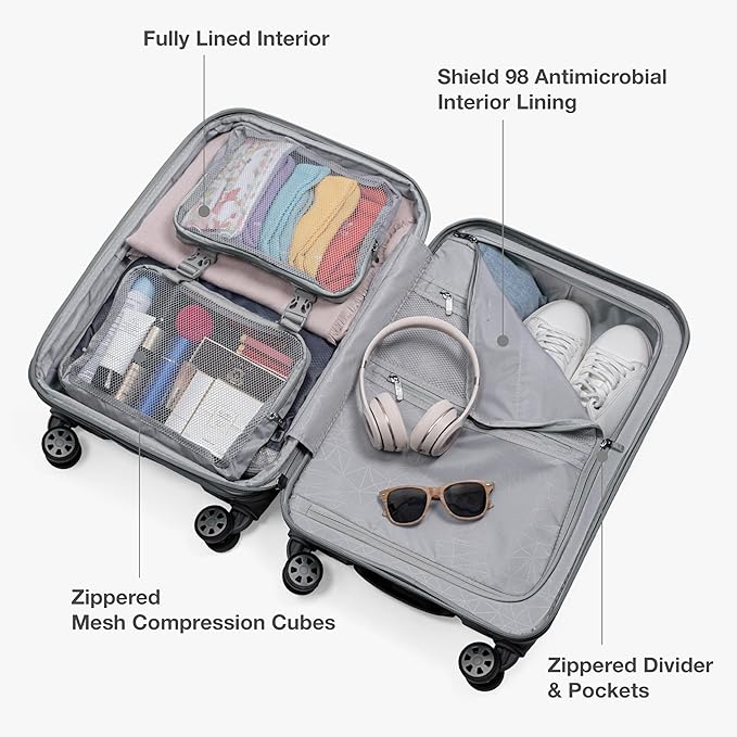 Traveler's Choice Pagosa Hardshell Expandable Luggage with Spinner Wheels, Gray, 3-Piece Set (22/26/30)