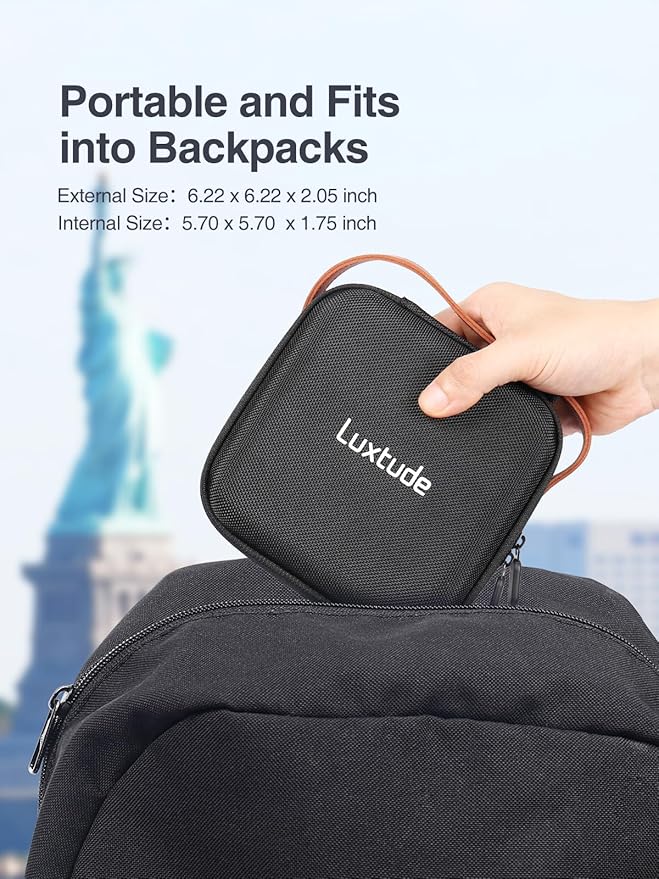 Luxtude Electronic Organizer Travel Case, Portable Tech Organizers, Hard Charger Organizer, Travel Cable Organizers, Tech Bag (Single-Layer, Black, X-Small)