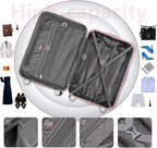 6 Piece Luggage Sets with Bags, Lightweight Expandable Checked Luggage Sets, Hardshell ABS Spinner Wheels Carry on Suitcase with TSA Lock, for Travel, Women Men (Pink, 18/20/24/28inch+2bags)