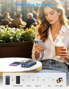 Solar Charger Power Bank, PD 20W Fast Charging External Batter, 40000mAh Portable Phone Charger Built in 4 Cables with Dual Bright Flashlights for Camping, Hiking, and Outdoor Use (Blue)