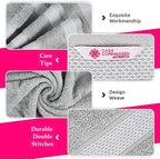 CASA COPENHAGEN Solitaire 6Pcs 100% Egyptian Cotton Large Designer Towels Gift Set- Grey - Electric Blue, 600GSM, 2Bath 2Hand 2Washcloths, Bath Towels for Bathroom Set for Women & Men
