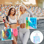 Eccliy 30 Pack 12x12x6 Inch Clear Tote Bag Stadium Approved Bulk Plastic Beach Tote Gift Bag with Handle for Gym Sports | 30 Pack, 12x12x6 Inch, Stadium Approved, Bulk, with Handle, Tote Gift Bag