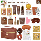 25 Pcs Mother's Day Gift, Bath & Body Gift Set for Women, Skin Care Set, Coconut Vanilla Spa Gift Basket, Self Care Set, Cosmetic Bag, Christmas, Birthday, Anniversary, Valentines, Mom, Wife