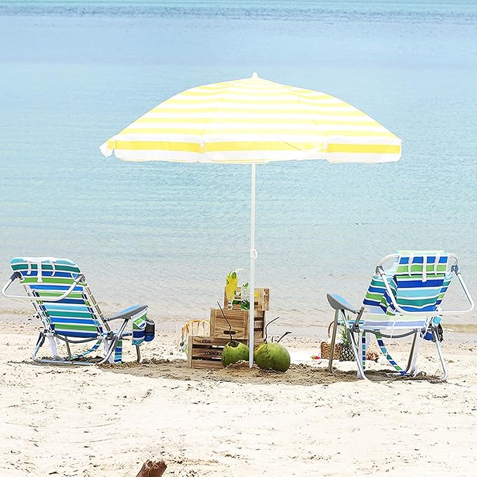 GarveeLife High Backpack Beach Chair for Adults 2 Pack, Lightweight Portable Lay Flat Folding Beach Chair with 5 Positions, Backpack Straps, Phone Pocket, Cup Holder, Cooler Pouch & Towel Bar