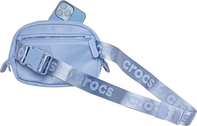 Crocs Classic Belt Waist Bag, Customizable Fanny Pack, Personalize with Jibbitz Charms, Blue Haze, One Size