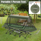Pop-Up Mosquito Tent for Camping, 1 Person Bug Net Cot Tent, 3s Automatic Setup Screen Net for Adults & Kids, Fits with Camping Cot, Lightweight & Portable for Outdoor Hiking Traveling