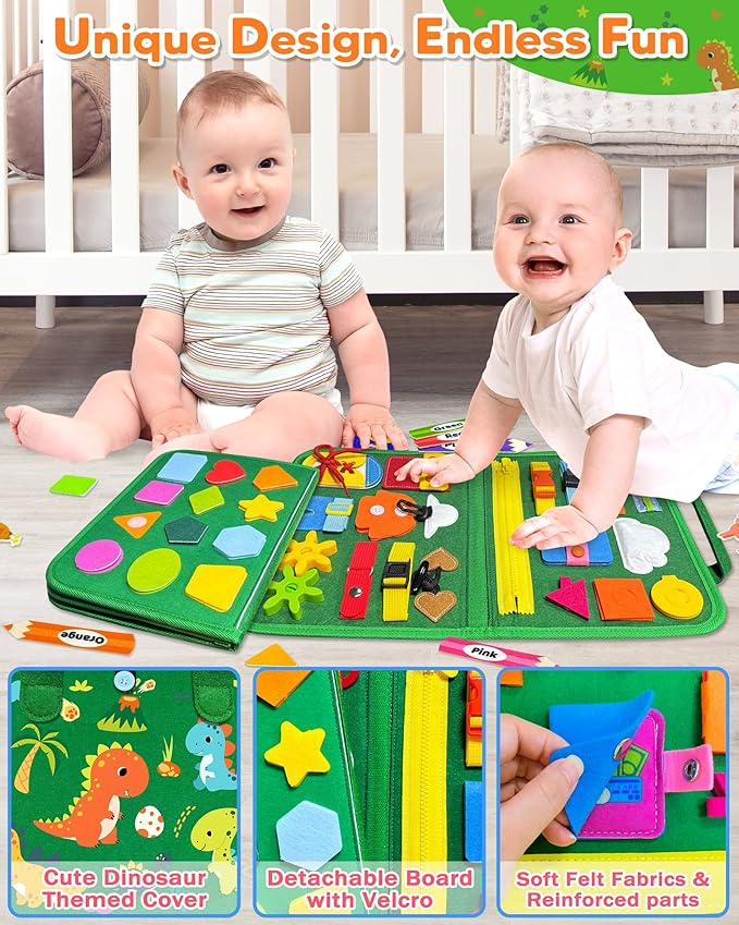 Gojmzo Busy Board Montessori Toys for Toddler Year Old Boy Girl Birthday Gifts, Busy Book Sensory Toys for Toddlers, Learning Educational Toddler Travel Activities