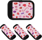 4 Pack Valentines Candy Luggage Handle Wrap, Detachable Luggage Tag, Neoprene Suitcase Wrap with Comfort Grip & Bright Identifier for Suitcase, Travel Bag, Sports Bag