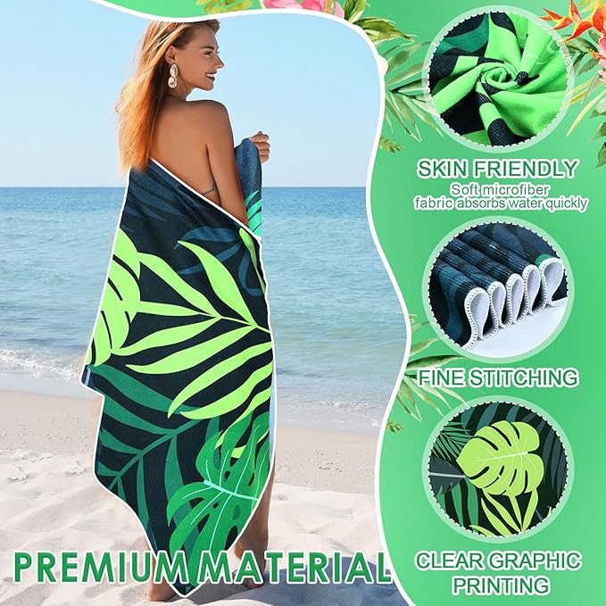 FuWeave 6 Pcs 72 x 36 Microfiber Oversized Beach Towels Large Absorbent Thin Compact Lightweight Sand Free Quick Dry Towels Pack for Travel Pool Yoga Gym Sports Beach Accessories(Hawaii)