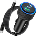 [Apple MFi Certified] iPhone 17 Car Charger Fast Charging, KYOHAYA 3-Port 67W PD/QC Car Power Adapter USB-C Charger Cigarette Lighter + Type-C Braided Cord for iPhone 17/17 Pro/16 Pro/15/Galaxy/Pixel