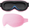 Gritin 100% Blackout Sleep Eye Mask for Women Men,Zero Eye Pressure Sleeping Mask-Ergonomic Design 3D Cutout Eye Movement and Eyelash Friendly Night Blindfold,Ultra Soft&Comfortable for Sleeping-Pink