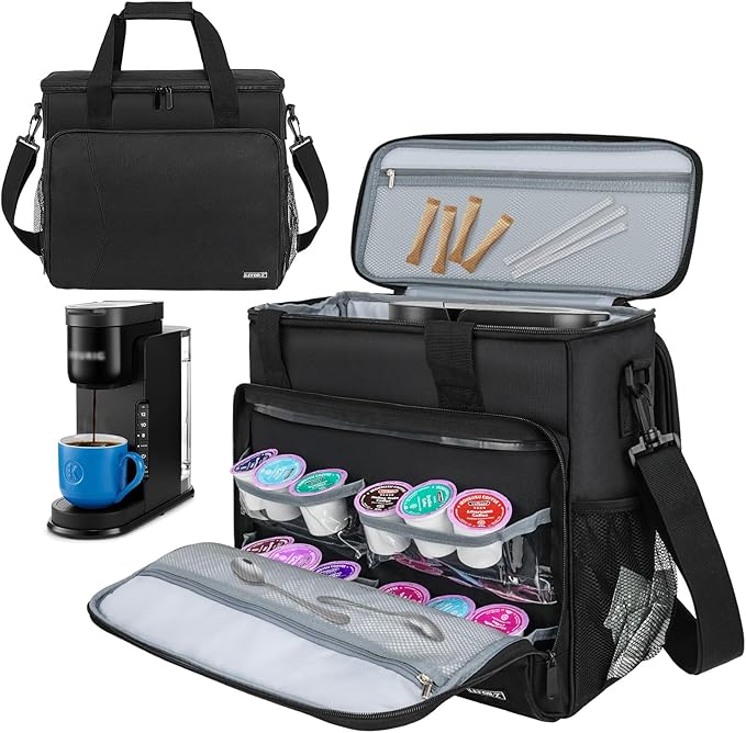 LEFOR·Z Travel Coffee Maker Carrying Bag Compatible with Keurig K-Slim/K-Express/K-Iced/Ninja PB051/PB041ST,Single Serve Coffee Maker Portable Storage Bag with Shoulder Strap(Patented Design)